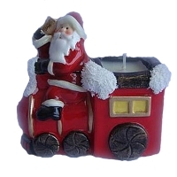 Новогодний керамический подсвечник "Санта на паровозе" 17496 артикул 6016a.